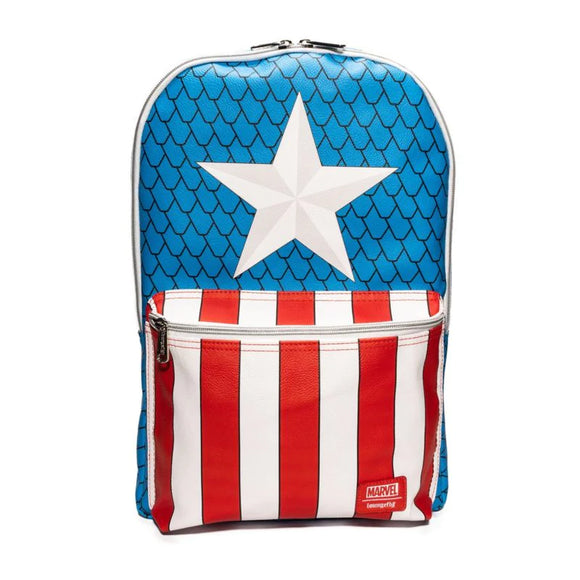 Marvel Loungefly Captain America Large Backpack & Pin Set