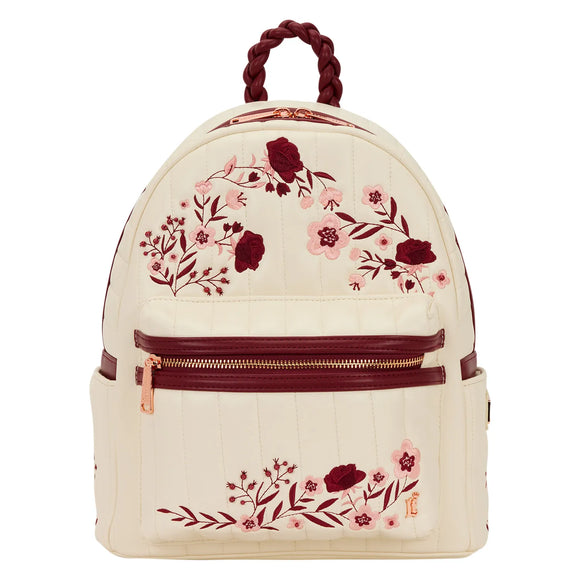Cream and Red Floral Loungefly Mid Size Backpack