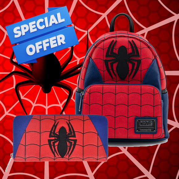 Marvel Loungefly Spiderman Wallet & Mini Backpack Combo