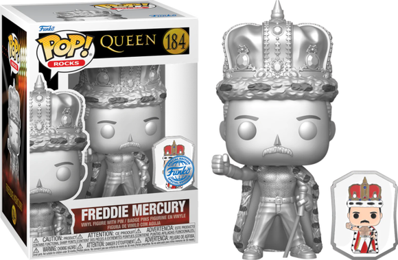 Queen Freddie Mercury Platinum Metallic with Enamel Pin Funko Pop #184
