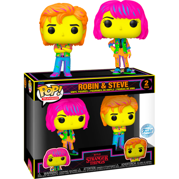 Stranger Things 4 Robin & Steve Black Light Funko Pop 2 Pack